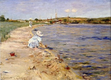  Morning Oil Painting - Beach Scene Morning at Canoe Place impressionism William Merritt Chase Landscape